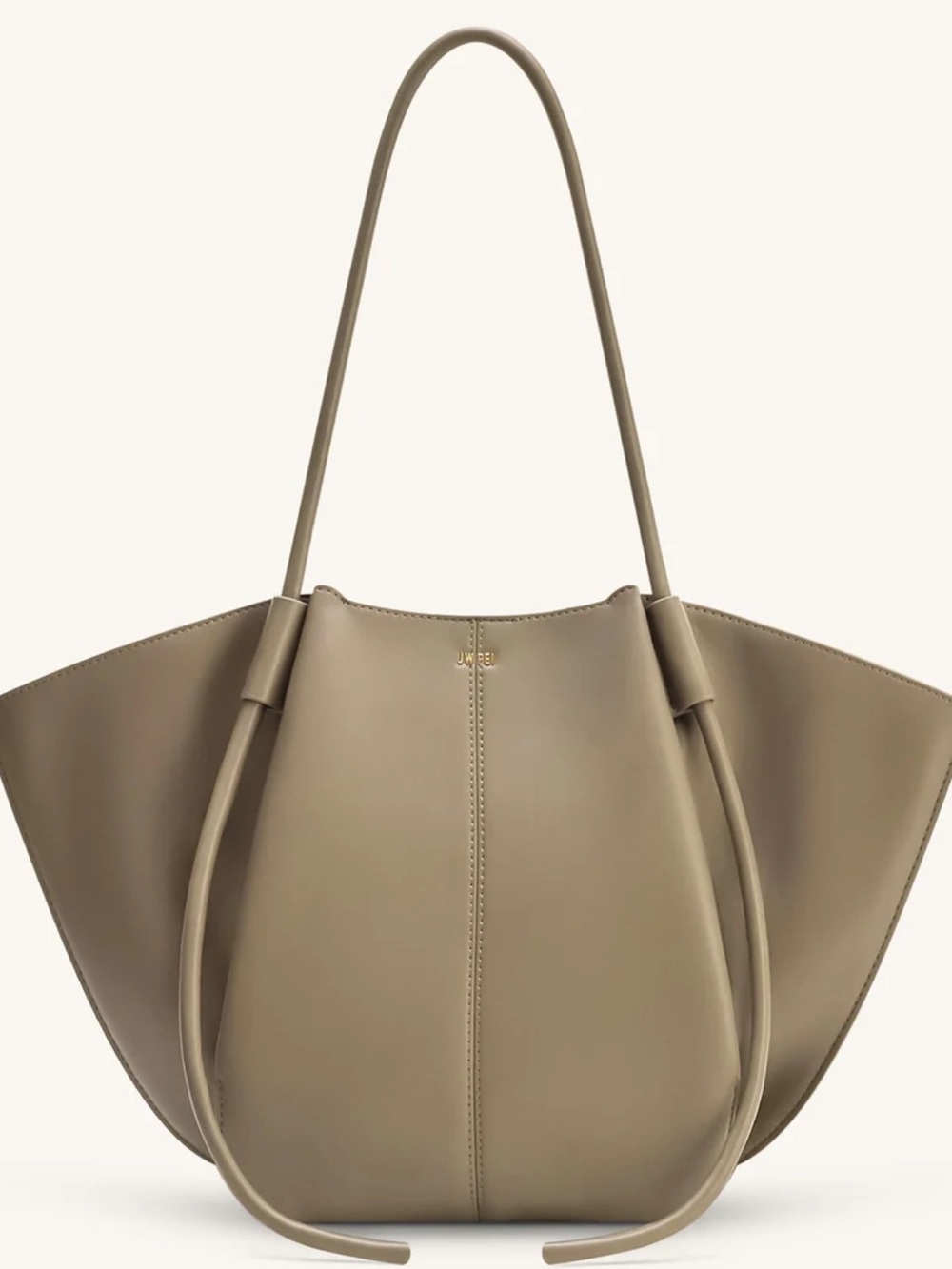 JW PEI Minimalist Taupe Vegan Leather Shoulder Tote